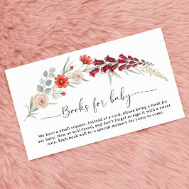 Books for Baby Boho red floral Baby Shower custom Begleitkarte