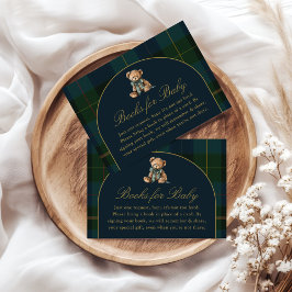 Books for Baby Card Classic Dark Green Blue Plaid Begleitkarte