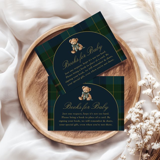 Books for Baby Card Classic Dark Green Blue Plaid  Begleitkarte (Von Creator hochgeladen)