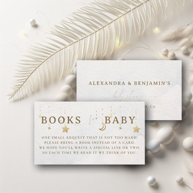 Books For Baby Moon White Twinkle Stars Shower  Begleitkarte (over the moon baby shower books request insert card twinkle little star pastel white sky clouds cele)