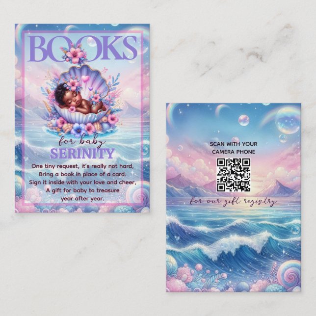 Books for Baby Pastel Seashell Baby Shower Begleitkarte (Vorne/Hinten)