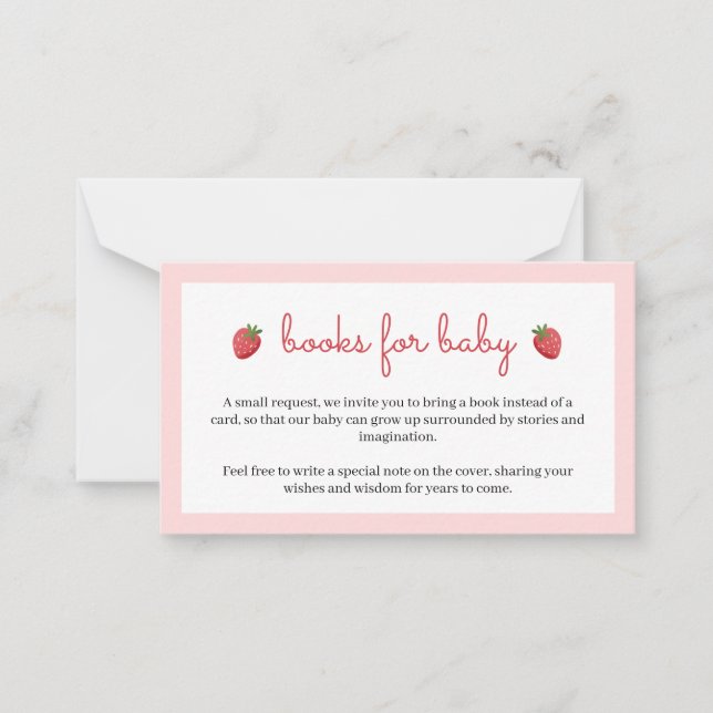 Books for Baby Strawberry Baby Shower Card Mitteilungskarte (Vorderseite)