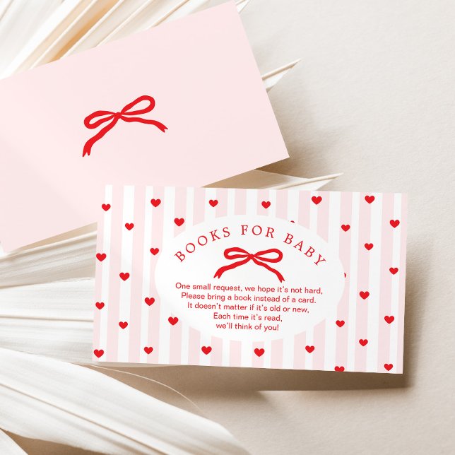 Books for baby Valentines hearts Bow Baby Shower Begleitkarte (Von Creator hochgeladen)