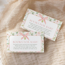 Books For Baby Vintage Floral Pink Bow Baby Shower Begleitkarte
