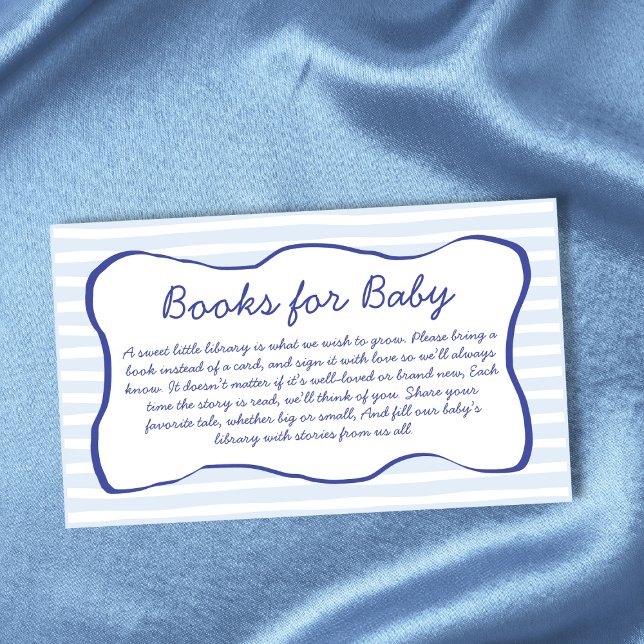Books For Baby Wavy Frame Blue Baby Shower Begleitkarte (Books For Baby Wavy Frame Blue Baby Shower Enclosure Card)