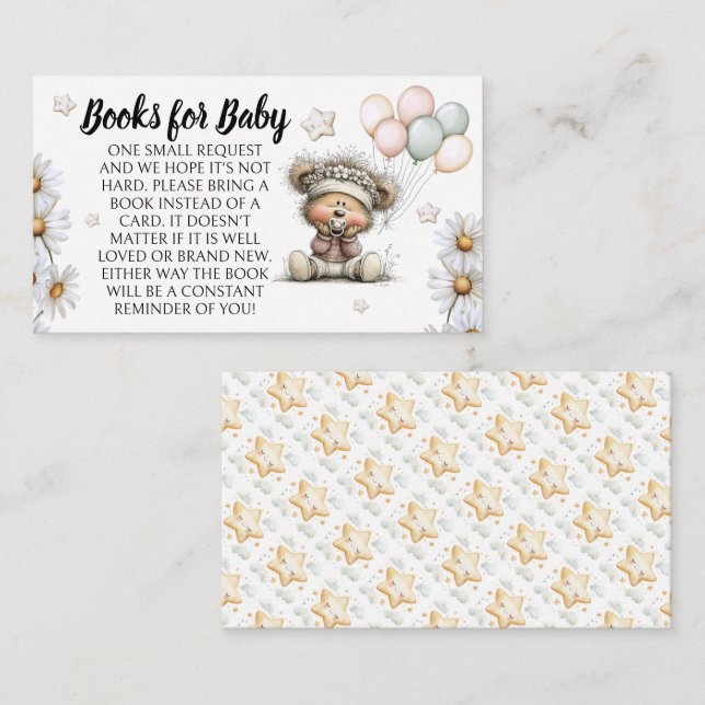 Books For Baby Whimsical Teddy Bear Design Begleitkarte (Vorne/Hinten)