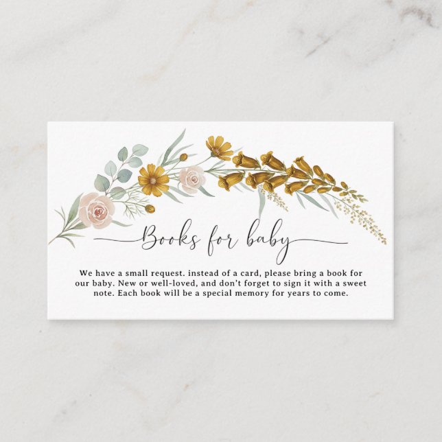 Books for Baby yellow floral Baby Shower custom Begleitkarte (Vorderseite)