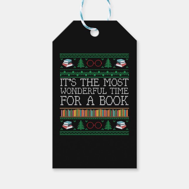 Books Reading Librarian Book Lovers Ugly Christmas Geschenkanhänger (Vorderseite)