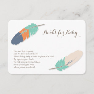 Books Request Boho Feather Navy Orange & Aquamarin Begleitkarte