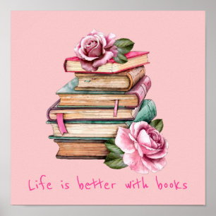 Books slogan classroom or library kid's room  post poster