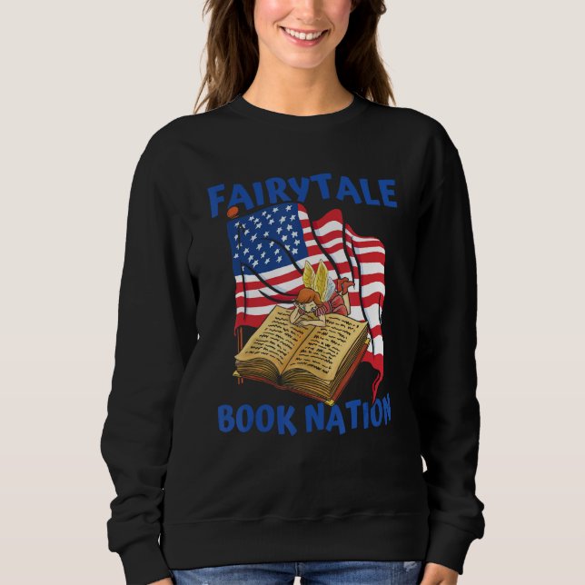 Books Us Flag Bookworm Librarian  Writer Novel Boo Sweatshirt (Vorderseite)