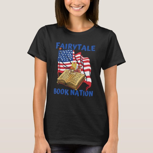 Books Us Flag Bookworm Librarian  Writer Novel Boo T-Shirt (Vorderseite)