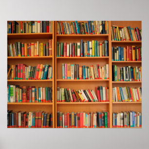 Bookshelf Books Library Bookworm Reading Poster