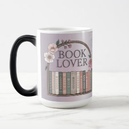 Bookshelf Flowers Book Lovers Morphing Mug Verwandlungstasse
