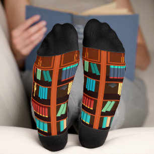 Bookshelf Inspiriert Geschenk für Leser Socken