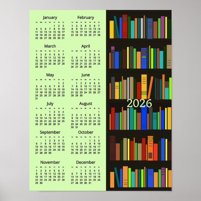 Bookshelves Design 2026 Calendar Poster (Vorne)
