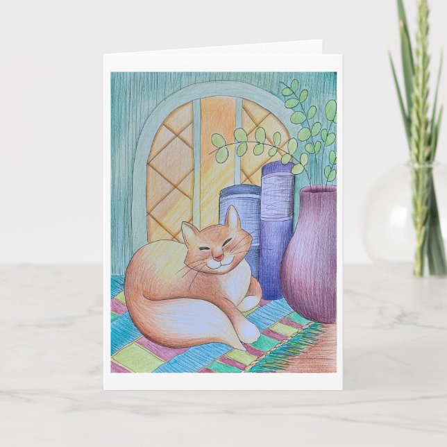 Bookshop Cat Grußkarte Dankeskarte (Vorderseite)