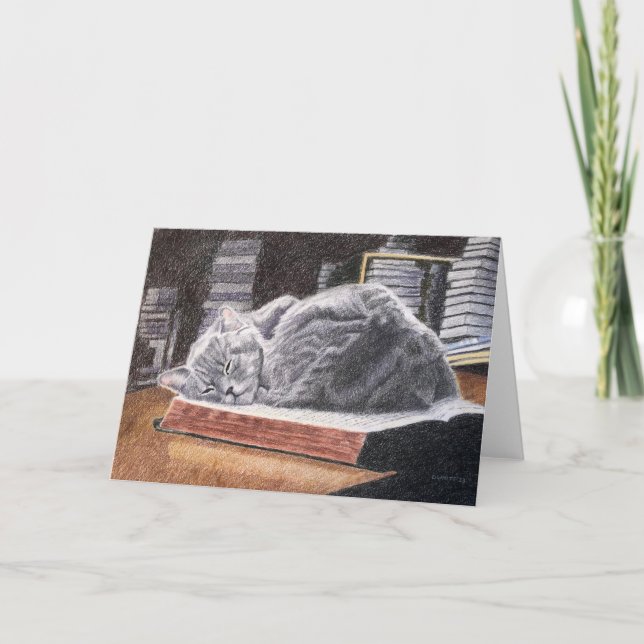 Bookstore Cat Dankeskarte (Vorderseite)