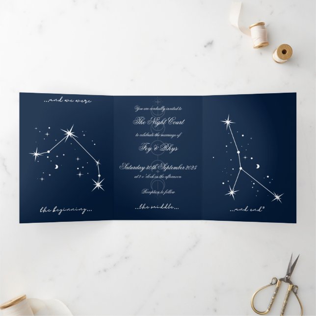 BookTok Romantacy Wedding Invite - Aries/Krebs Dreifach Gefaltete Einladung (Innenseite)