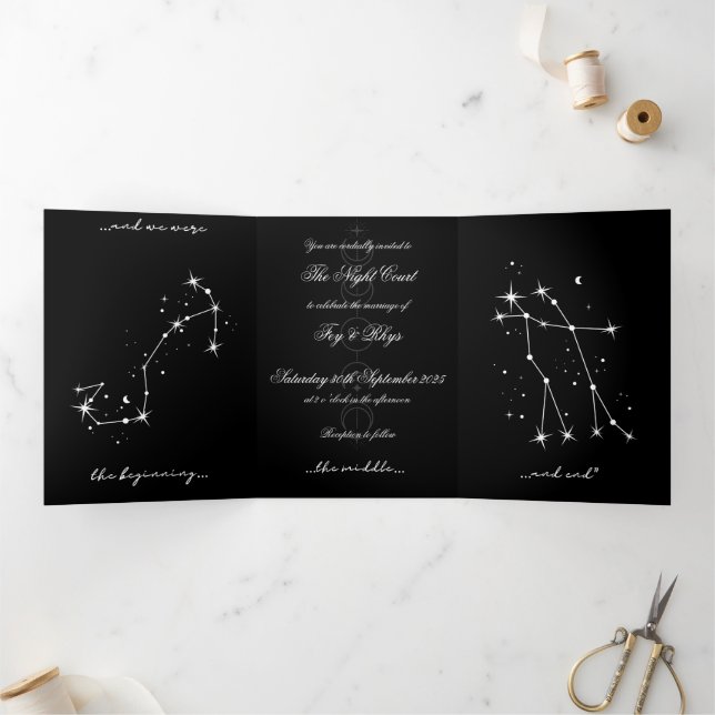  BookTok Romantacy Wedding Invite - Scorpio/Gemini Dreifach Gefaltete Einladung (Innenseite)