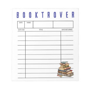 Booktrover Bibliotheksausweis Vintage-Bücher Notizblock