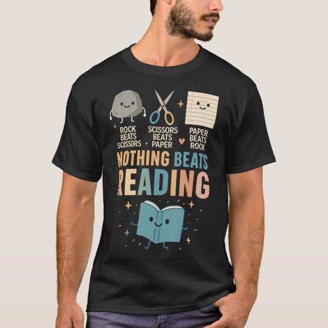Booktrovert Shirt Nothing Beat Reading Rock Paper  (Vorderseite)