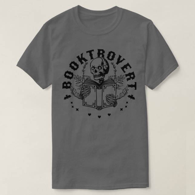 Booktrovert Skeleton Leserbuch Funny Bookshop Bo T-Shirt (Design vorne)