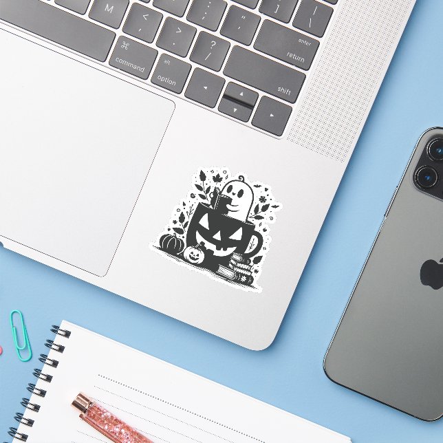 Bookween Halloween Aufkleber (Laptop mit iPhone)
