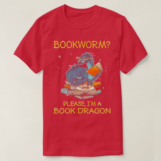 Bookworm Bitte ich bin Buchdrache T-Shirt (Design vorne)