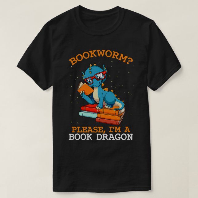 Bookworm Bitte, ich bin ein Buch Dragon Librarian  T-Shirt (Design vorne)
