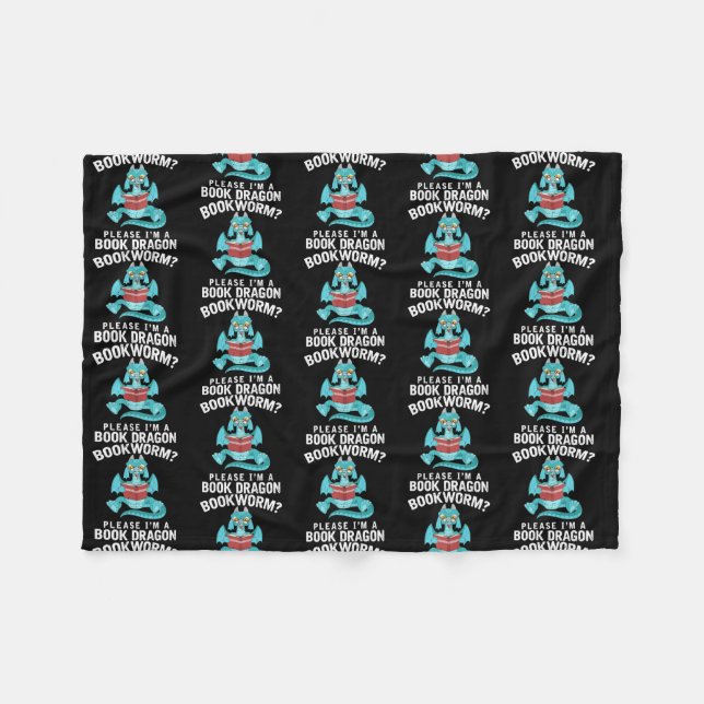Bookworm Bitte im Buchdrachen lesen Funny Fleecedecke (Vorderseite (Horizontal))