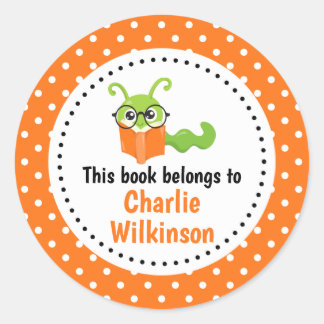 Bookworm Dieses Buch gehört zum Buchzeichen Orange Runder Aufkleber