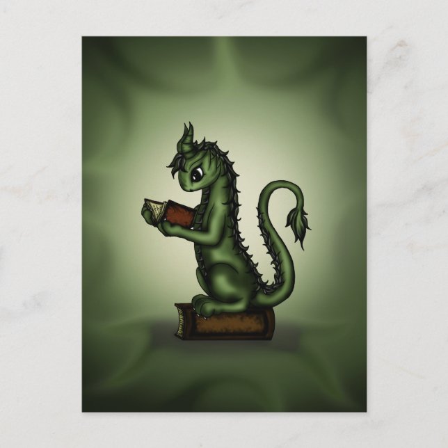 Bookworm Dragon Postkarte (Vorderseite)