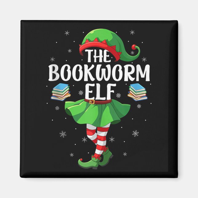 Bookworm Elf Christmas Girls Women Elf Squad Xmas  Magnet (Vorne)