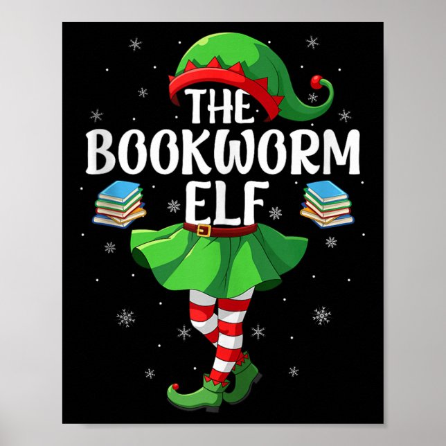 Bookworm Elf Christmas Girls Women Elf Squad Xmas  Poster (Vorne)