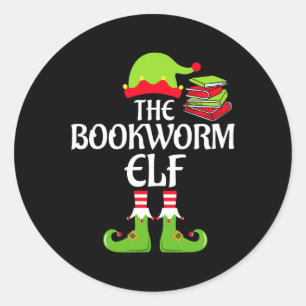 Bookworm Elf Matching Familiengruppe Weihnachtsfes Runder Aufkleber