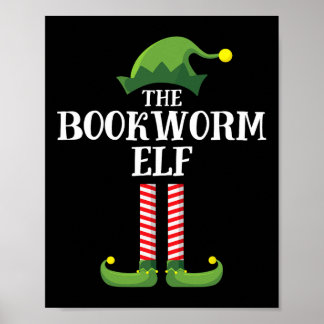 Bookworm Elf Matching Family Group Christmas Party Poster