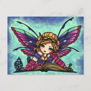 Bookworm Fairy Fantasy Art Postcard von Hannah Lyn Postkarte