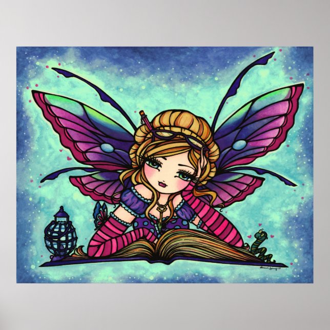 Bookworm Fairy Library Fantasy Art von Hannah Lynn Poster (Vorne)