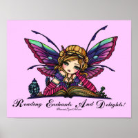 Bookworm Fairy "READ" Bibliothek Fantasy Book Art