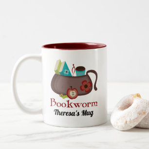 Bookworm Geschenk für Bibliothekar oder Buchklub Zweifarbige Tasse