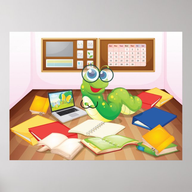 Bookworm in der Klasse Poster (Vorne)