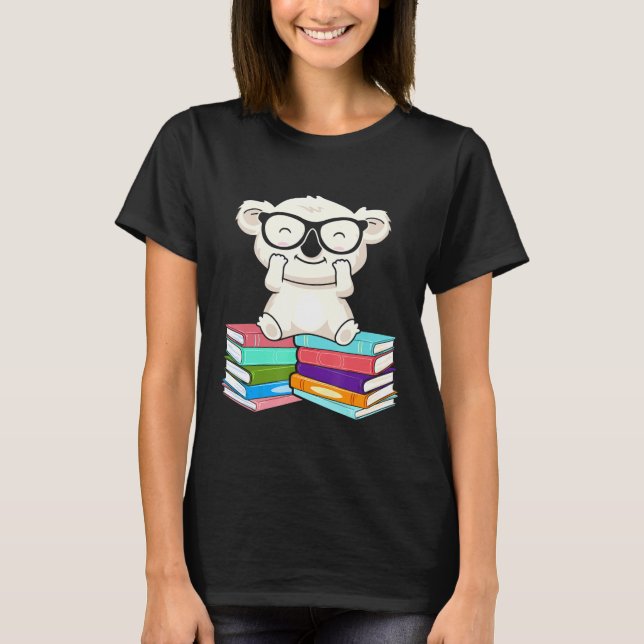 Bookworm Koala Bear Reading Librarian Koala Bear T-Shirt (Vorderseite)