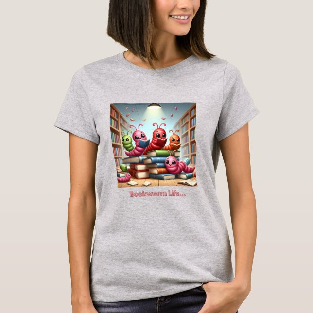 Bookworm Life T - Shirt der Schulbibliothek (Vorderseite)