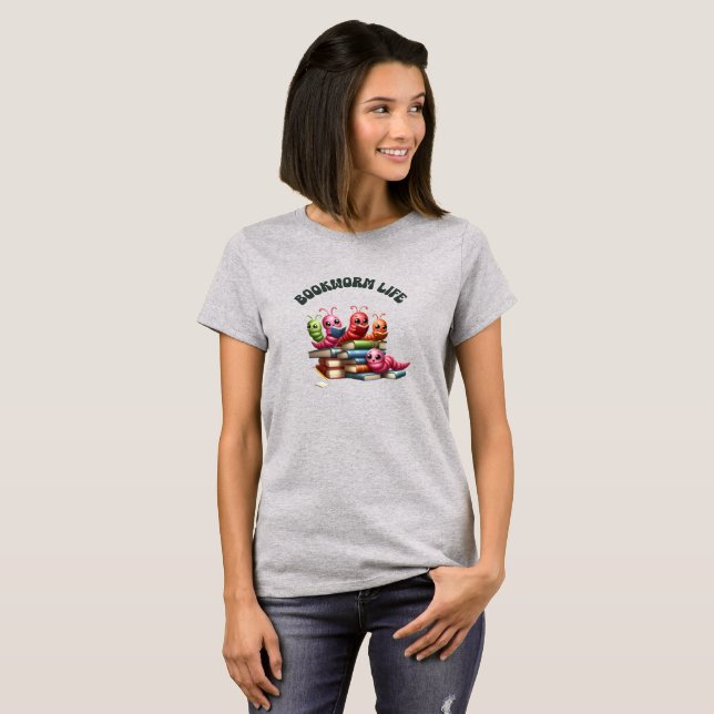 Bookworm Life T - Shirt der Schulbibliothek (Vorne ganz)