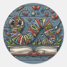 Bookworm - Niedliche Word Art Runder Aufkleber