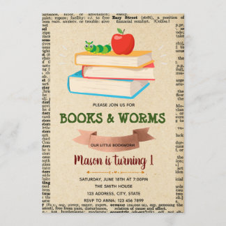 Bookworm-Party-Einladung Einladung