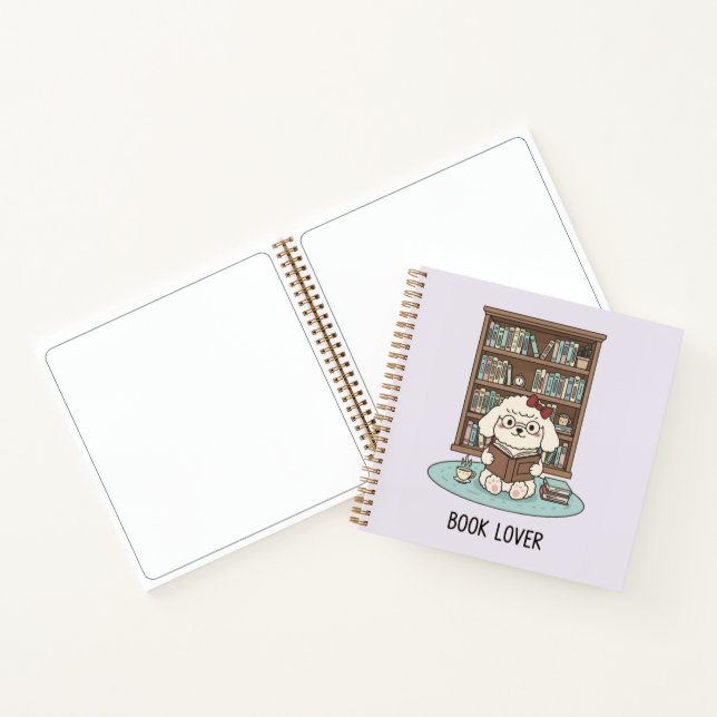Bookworm Poodle Puppy Pastel Art Sketchbook Vibes Notizbuch (Innenseite)