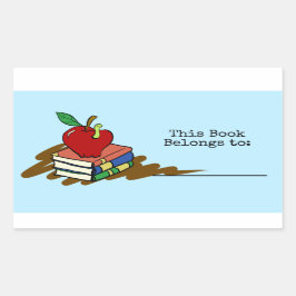 Bookworm Red Apple Teacher Rechteckiger Aufkleber