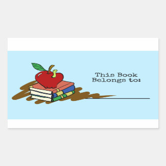 Bookworm Red Apple Teacher Rechteckiger Aufkleber